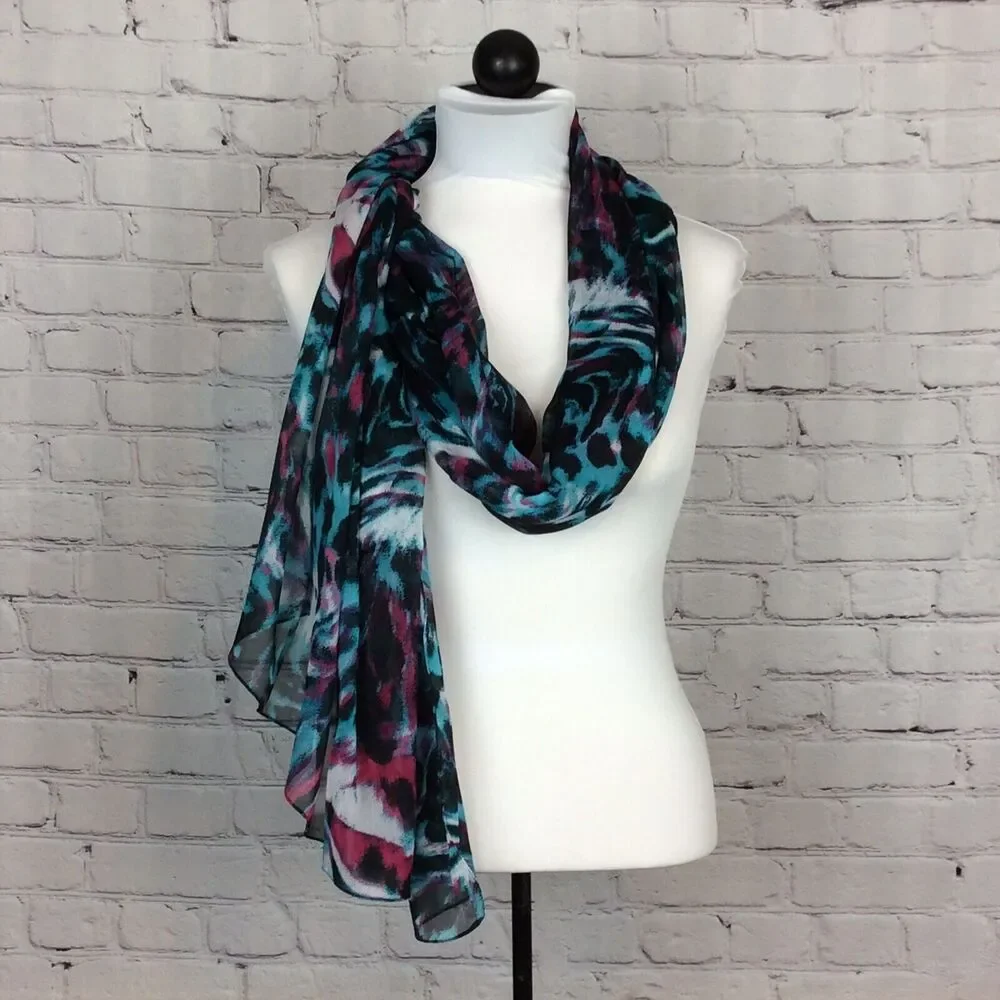 Bebe Women’s O/S Multicolored Animal Print Watercolor Scarf/Wrap Lightweight